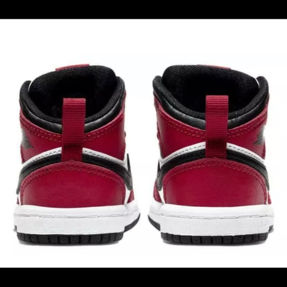 Nike Air Jordan 1 Mid (TD) 'Chicago Black Toe' Shoes 640735 069 Kids Sizes - Picture 8 of 8